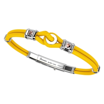 Bracciale Zancan in kevlar con nodo nautico e viti in oro rosa.