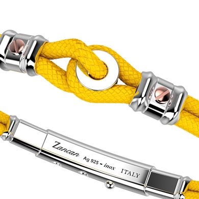 Zancan kevlar bracelet with nautical knot and rose gold screws.