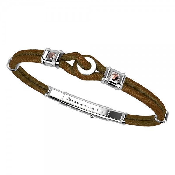 Bracciale Zancan in kevlar con nodo nautico e viti in oro rosa.