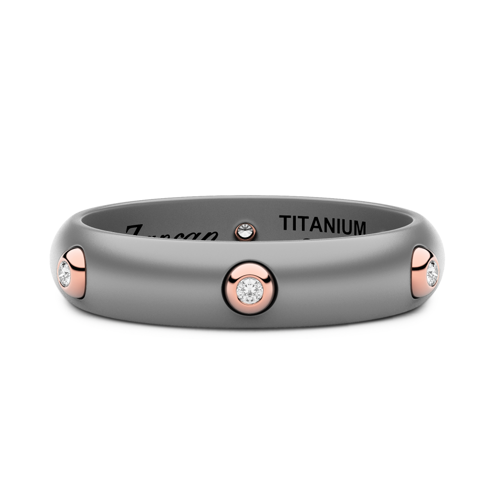 Zancan ring in titanium, 18kt gold and black diamonds – Modern and exclusive design