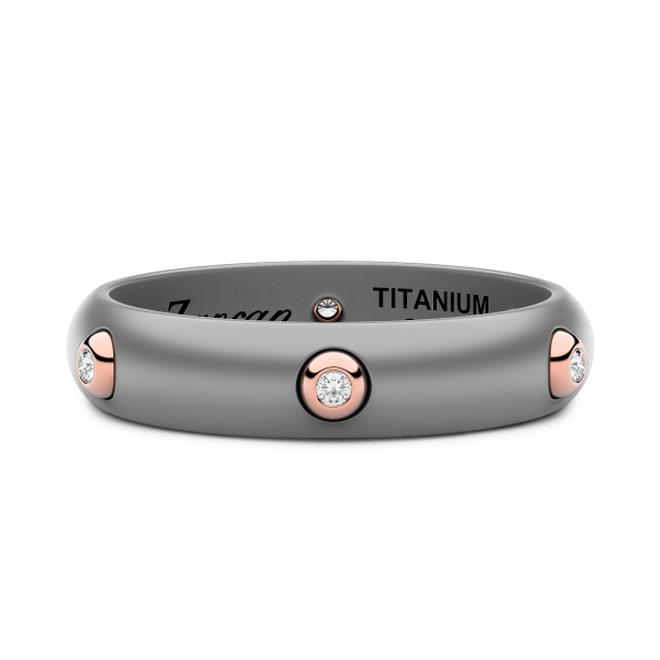 Zancan ring in titanium, 18kt gold and black diamonds – Modern and exclusive design