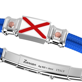 Bracciale Zancan in kevlar con bandiera nautica in argento smaltata e viti in oro rosa. 2