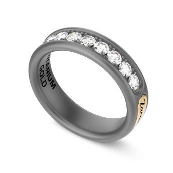 Anello Zancan in titanio, oro 18kt e diamanti neri 2