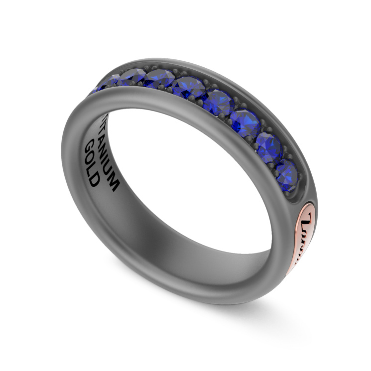 Anello Zancan in titanio, oro 18kt e diamanti neri
