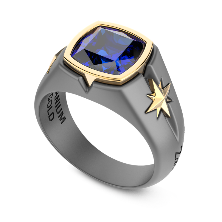Anello Zancan in titanio, oro 18kt e diamanti neri