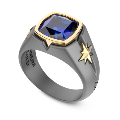 Anello Zancan in titanio, oro 18kt e diamanti neri