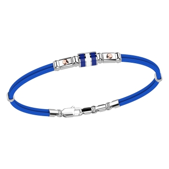 Zancan kevlar bracelet with lacquered silver nautical flag and rose gold screws. 2
