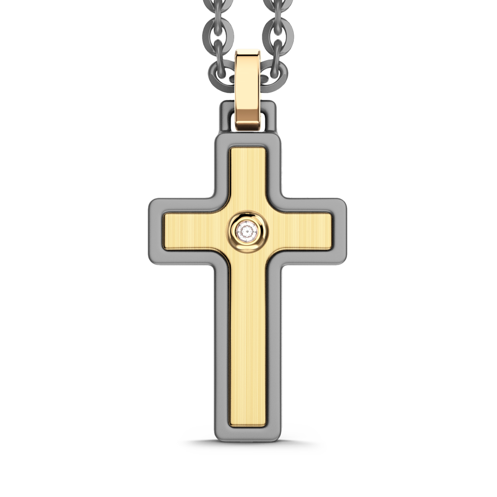 Collana Zancan in titanio e oro bianco e rosa 18Kt | Collezione Eternity Titanium