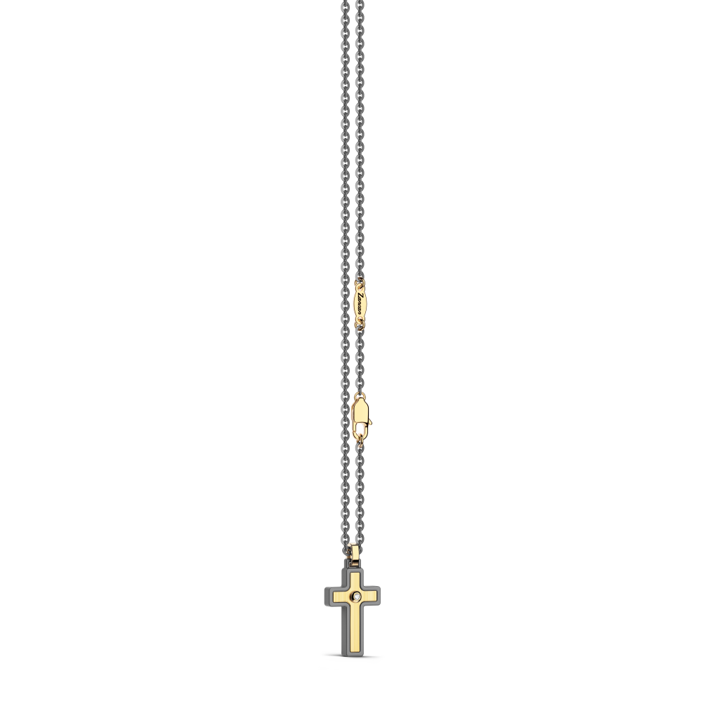 Collana Zancan in titanio e oro bianco e rosa 18Kt | Collezione Eternity Titanium