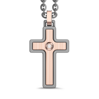 Collana Zancan in titanio e oro bianco e rosa 18Kt | Collezione Eternity Titanium
