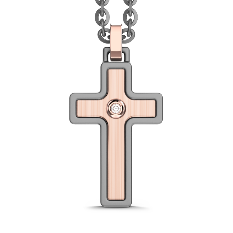 Collana Zancan in titanio e oro bianco e rosa 18Kt | Collezione Eternity Titanium