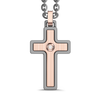 Collana Zancan in titanio e oro bianco e rosa 18Kt | Collezione Eternity Titanium
