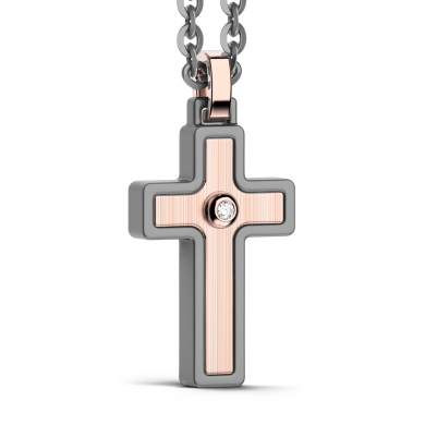 Collana Zancan in titanio e oro bianco e rosa 18Kt | Collezione Eternity Titanium