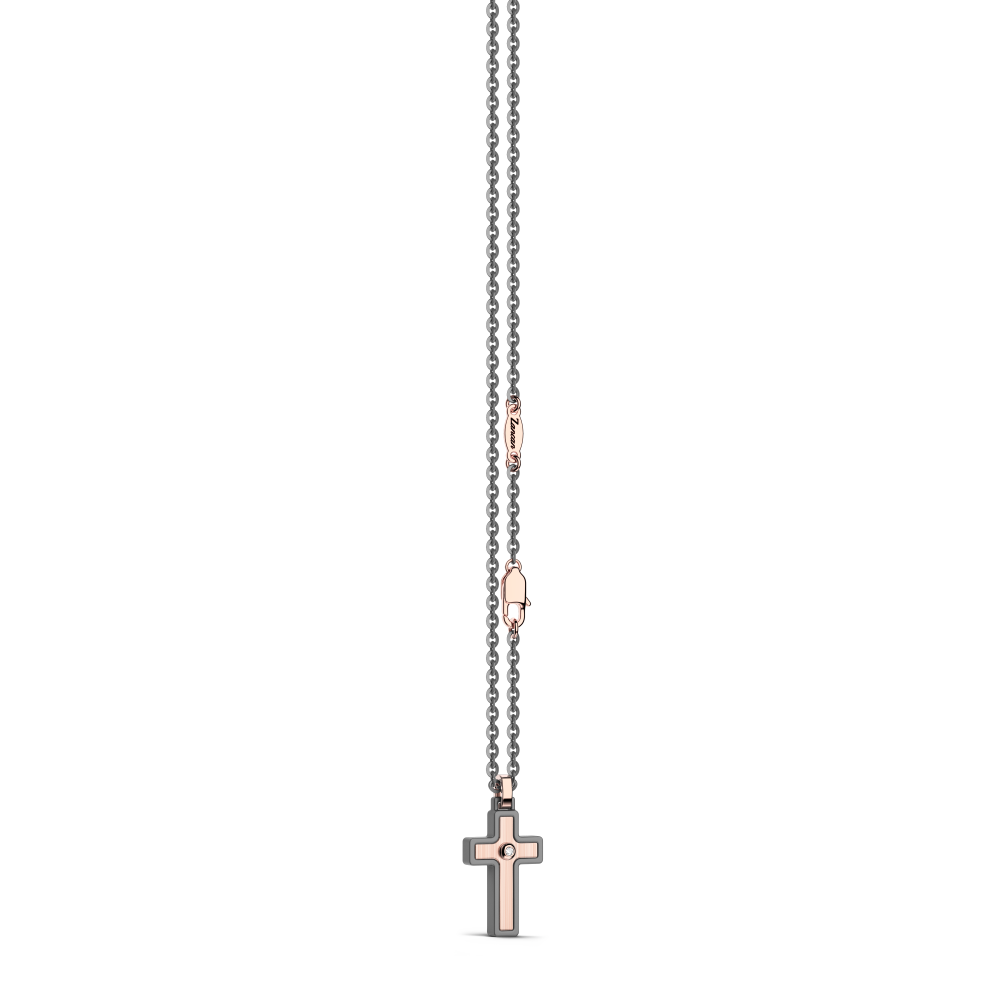 Collana Zancan in titanio e oro bianco e rosa 18Kt | Collezione Eternity Titanium