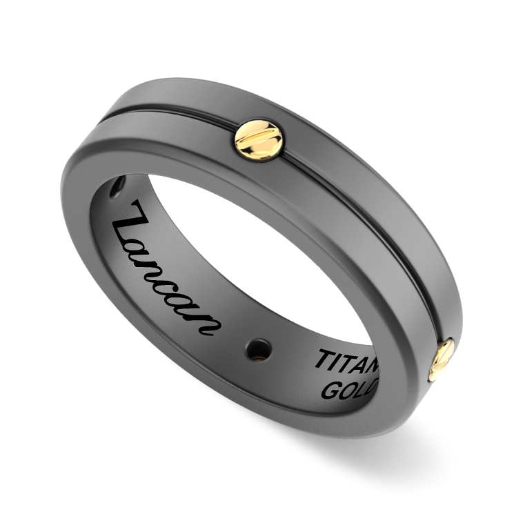 Bague Zancan en Titane avec Vis en Or 18kt - Élégance Moderne