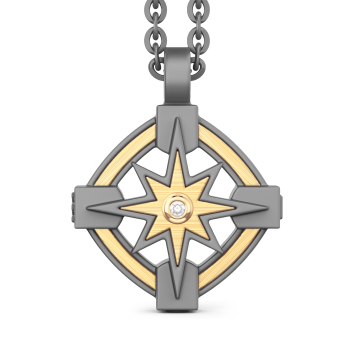 Collana Zancan in Titanio e Oro 18kt con Rosa dei Venti e Diamante | Eternity Titanium
