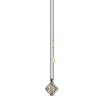 Zancan Necklace in Titanium and 18kt Gold with Wind Rose and Diamond | Eternity Titanium