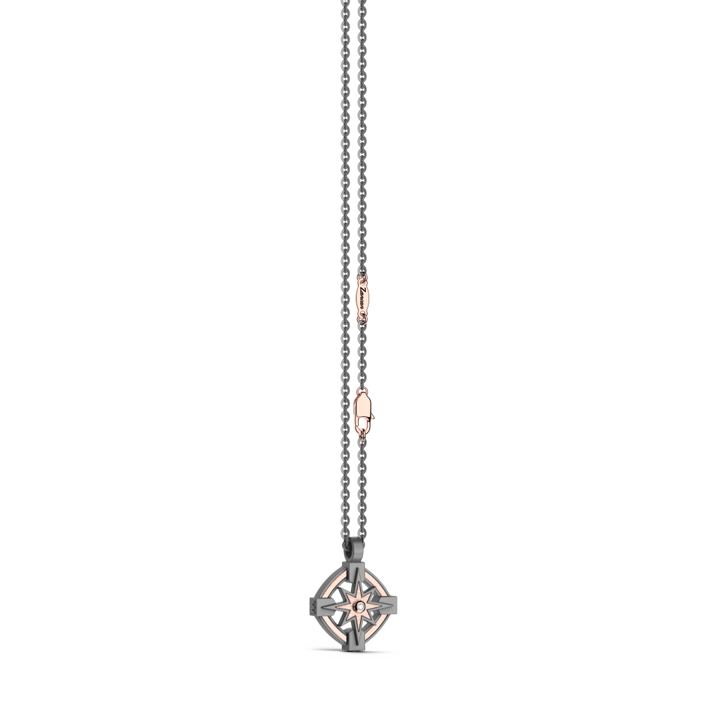 Collana Zancan in Titanio e Oro 18kt con Rosa dei Venti e Diamante | Eternity Titanium