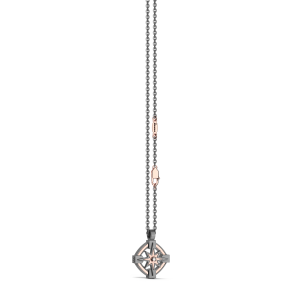 Zancan Necklace in Titanium and 18kt Gold with Wind Rose and Diamond | Eternity Titanium