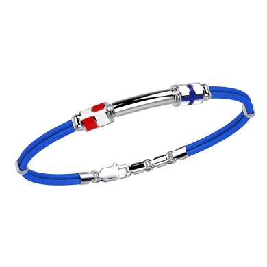 Bracciale Zancan in kevlar con bandiere nautiche e targa in argento.