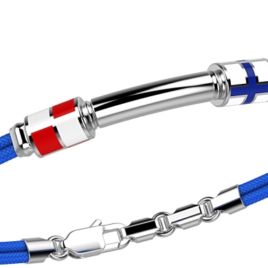 Bracciale Zancan in kevlar con bandiere nautiche e targa in argento.