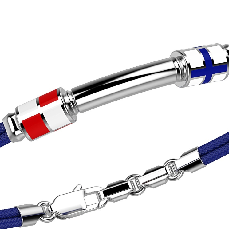 Bracciale Zancan in kevlar con bandiere nautiche e targa in argento.