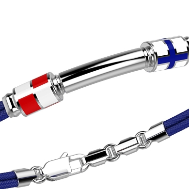 Bracciale Zancan in kevlar con bandiere nautiche e targa in argento.