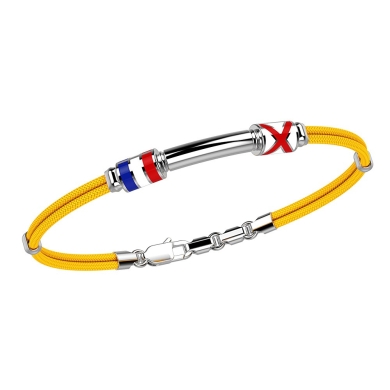 Bracciale Zancan in kevlar con bandiere nautiche e targa in argento.