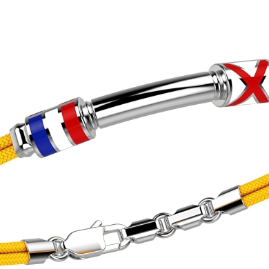 Bracciale Zancan in kevlar con bandiere nautiche e targa in argento.