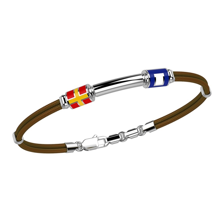 Bracciale Zancan in kevlar con bandiere nautiche e targa in argento.
