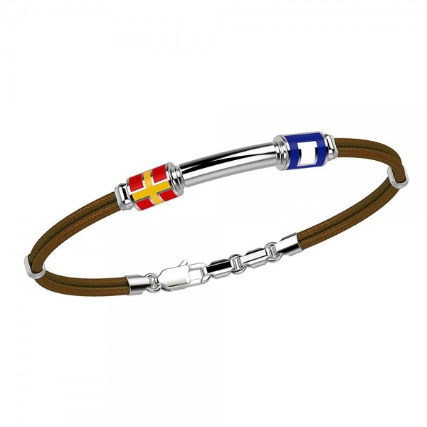 Bracciale Zancan in kevlar con bandiere nautiche e targa in argento.