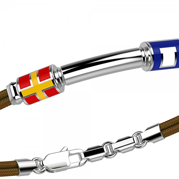 Bracciale Zancan in kevlar con bandiere nautiche e targa in argento.