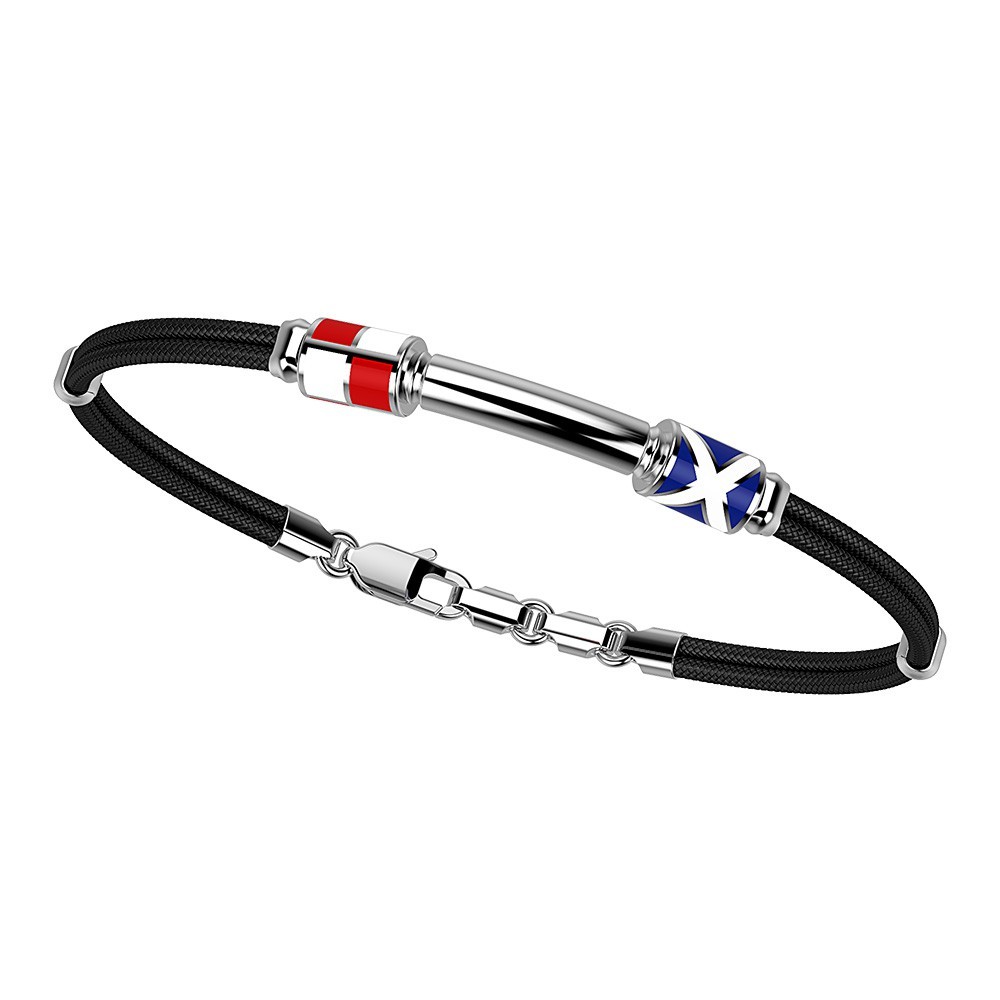 Bracciale Zancan in kevlar con bandiere nautiche e targa in argento.