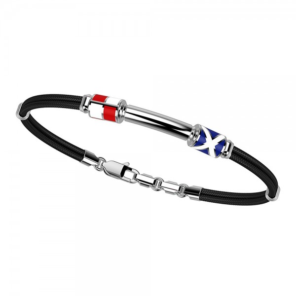 Bracciale Zancan in kevlar con bandiere nautiche e targa in argento.