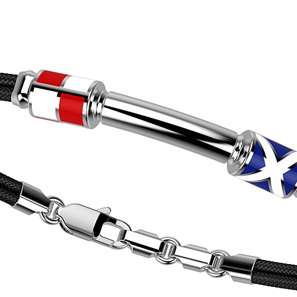 Bracciale Zancan in kevlar con bandiere nautiche e targa in argento.