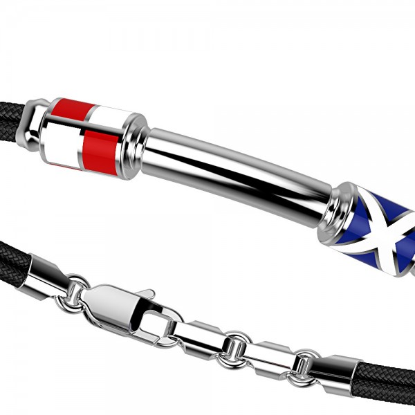Bracciale Zancan in kevlar con bandiere nautiche e targa in argento.