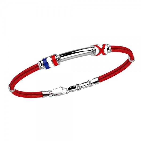 Bracciale Zancan in kevlar con bandiere nautiche e targa in argento.