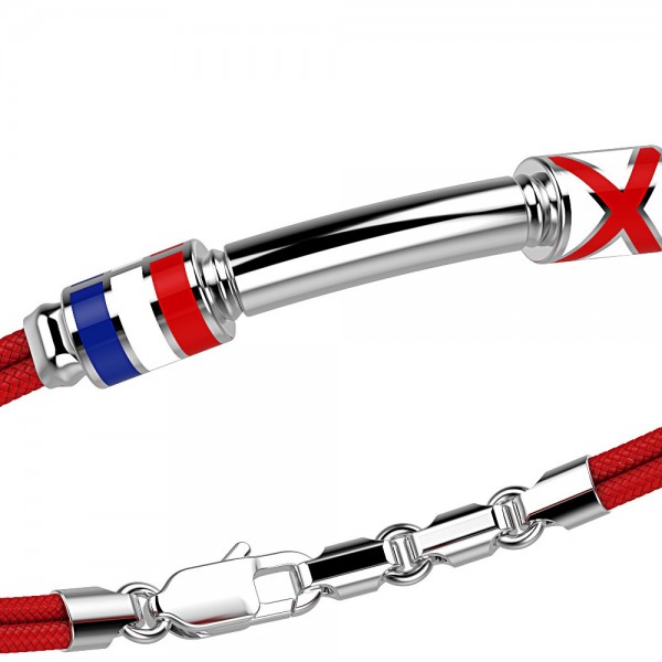 Bracciale Zancan in kevlar con bandiere nautiche e targa in argento.