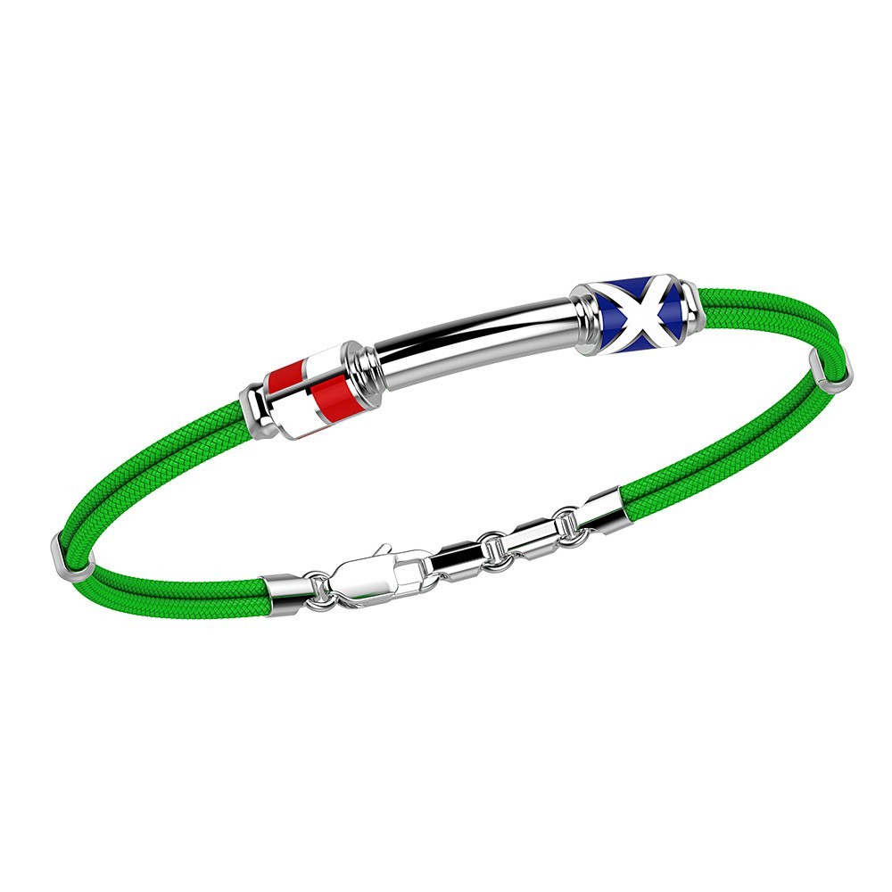 Bracciale Zancan in kevlar con bandiere nautiche e targa in argento.