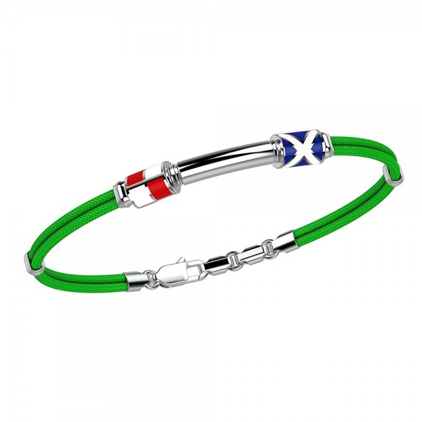 Bracciale Zancan in kevlar con bandiere nautiche e targa in argento.