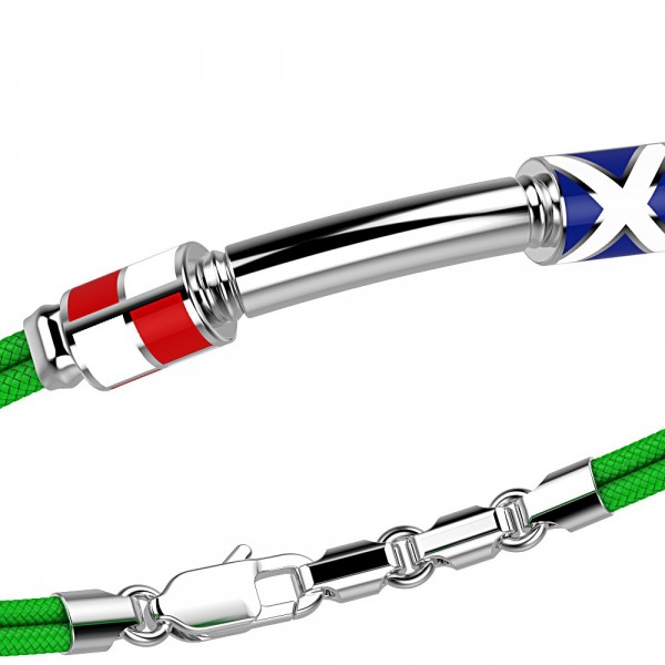 Bracciale Zancan in kevlar con bandiere nautiche e targa in argento.