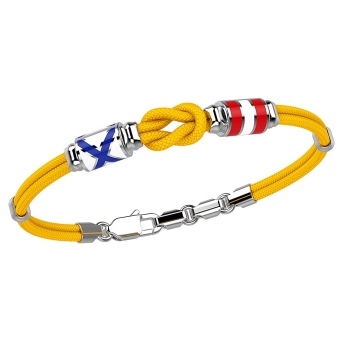 Zancan kevlar bracelet with knot and silver nautical flags.