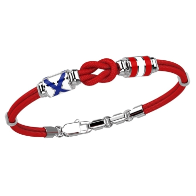 Zancan kevlar bracelet with knot and silver nautical flags.