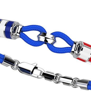 Zancan kevlar bracelet with buttonhole and silver nautical flags. 2