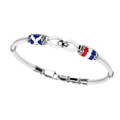 Bracciale Zancan in kevlar con asola e bandiere nautiche in argento.