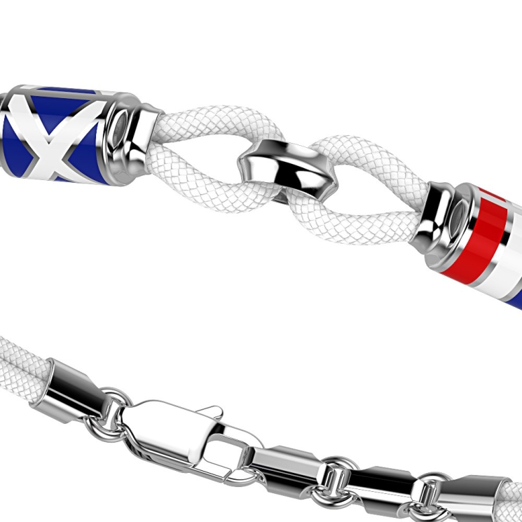 Bracciale Zancan in kevlar con asola e bandiere nautiche in argento.