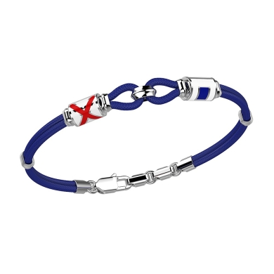 Bracciale Zancan in kevlar con asola e bandiere nautiche in argento.