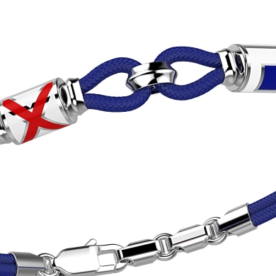 Bracciale Zancan in kevlar con asola e bandiere nautiche in argento.