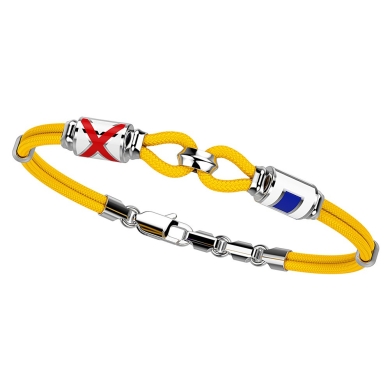 Bracciale Zancan in kevlar con asola e bandiere nautiche in argento.