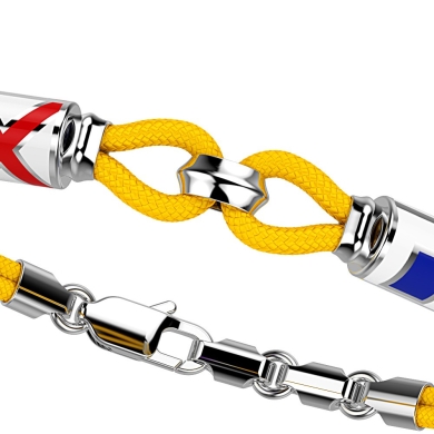 Bracciale Zancan in kevlar con asola e bandiere nautiche in argento.